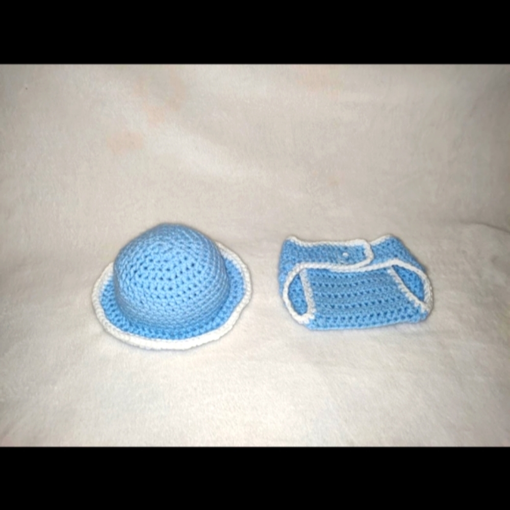0-3 months baby bucket hat and diaper cover